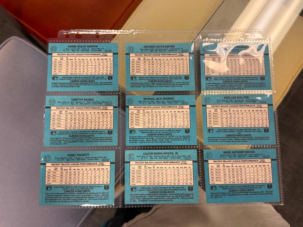 1987 LEAF MVP HALL OF FAME BASEBALL CARDS TONY GWYNN, MIKE SCHMIDT, CAL RIPKEN, WADE BOGGS, ETC. - 9
