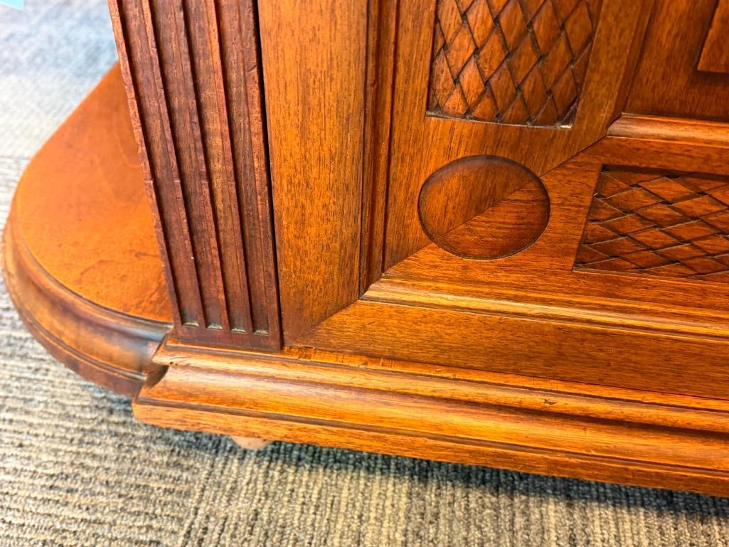 ANTIQUE FRENCH WALNUT SIDEBOARD CABINET WITH RICH GREEN MARBLE TOP - 20