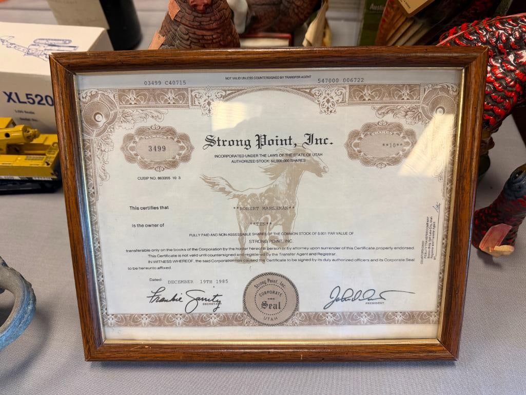 1985 STRONG POINT INC 50,000,000 SHARES STOCK CERTIFICATE NO. 3499 - 2