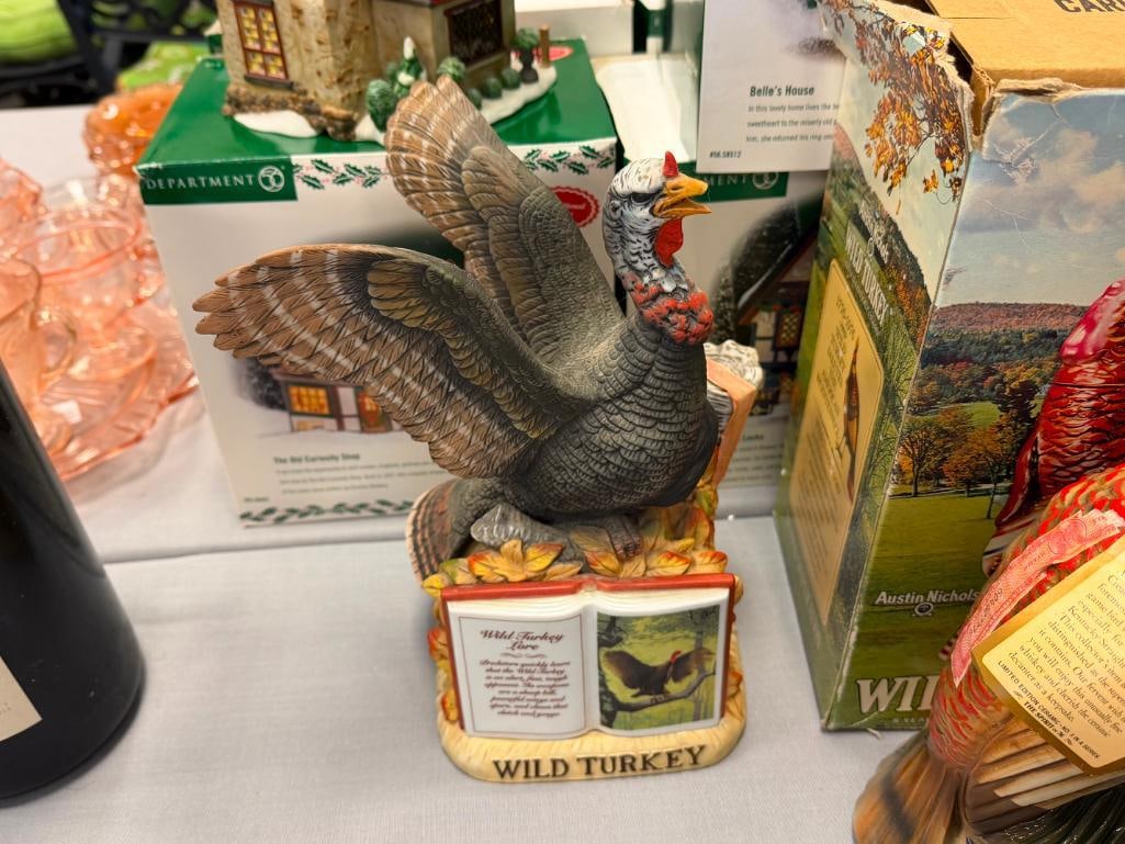 VINTAGE WILD TURKEY AUSTIN NICHOLS & CO. PORCELAIN TURKEY DECANTERS - 17