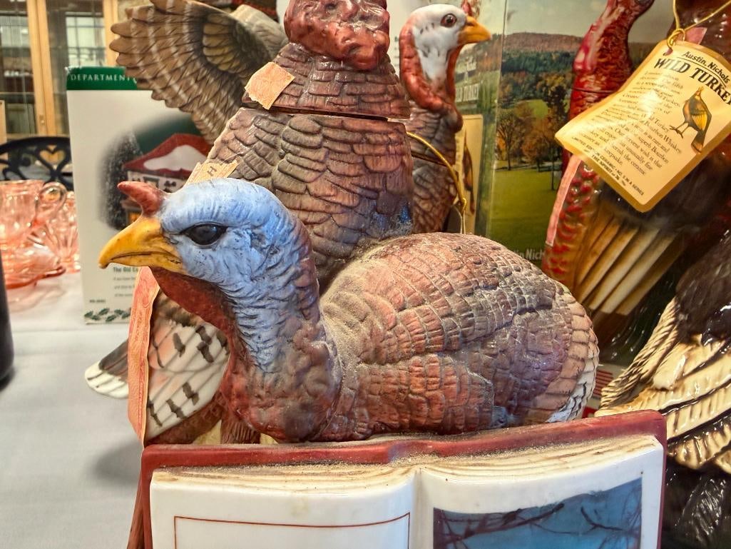 VINTAGE WILD TURKEY AUSTIN NICHOLS & CO. PORCELAIN TURKEY DECANTERS - 6