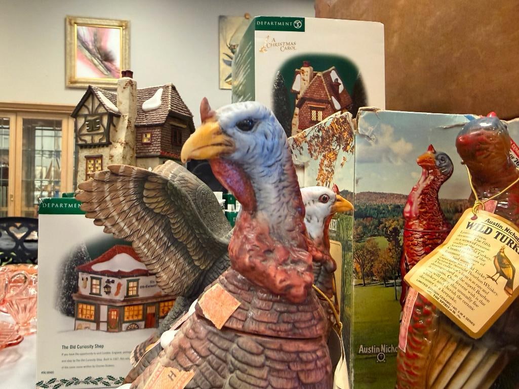 VINTAGE WILD TURKEY AUSTIN NICHOLS & CO. PORCELAIN TURKEY DECANTERS - 7