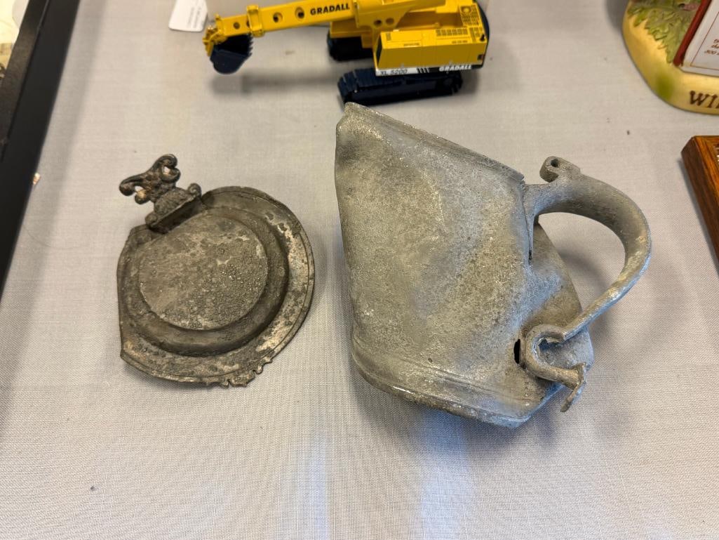 ANTIQUE PEWTER GERMAN BEER STEIN SAID TO HAVE BEEN RECOVERED FROM A SHIP WRECK - 2