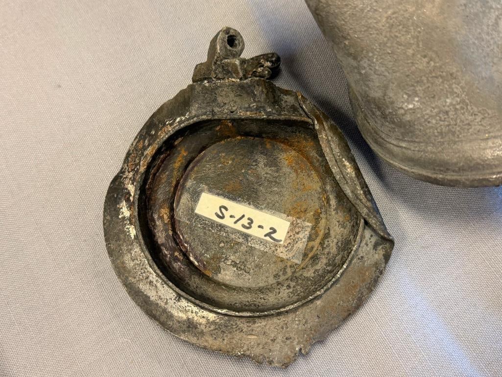 ANTIQUE PEWTER GERMAN BEER STEIN SAID TO HAVE BEEN RECOVERED FROM A SHIP WRECK - 5