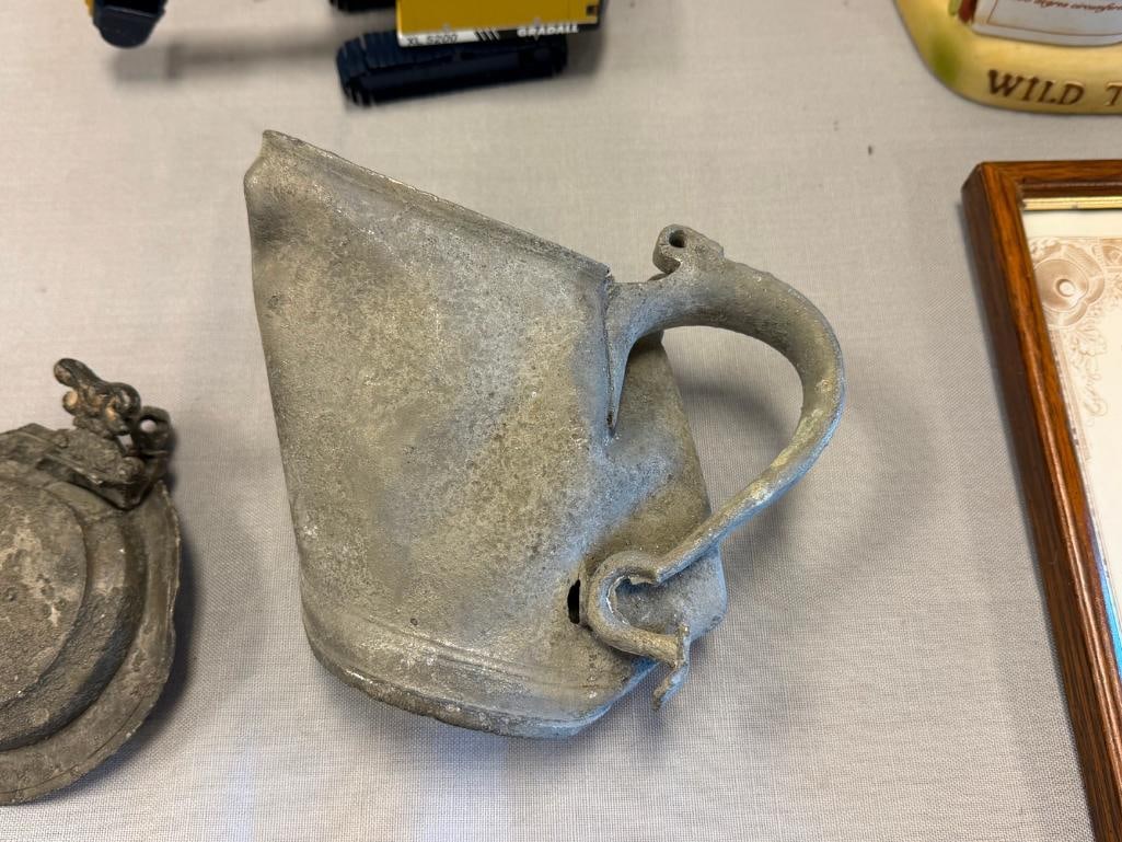 ANTIQUE PEWTER GERMAN BEER STEIN SAID TO HAVE BEEN RECOVERED FROM A SHIP WRECK - 6