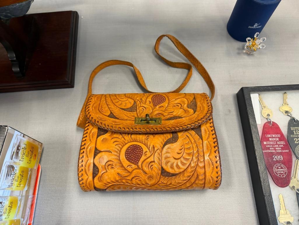 TOOLED LEATHER WESTERN FASHION SATCHEL WITH SHOULDER STRAP - 2