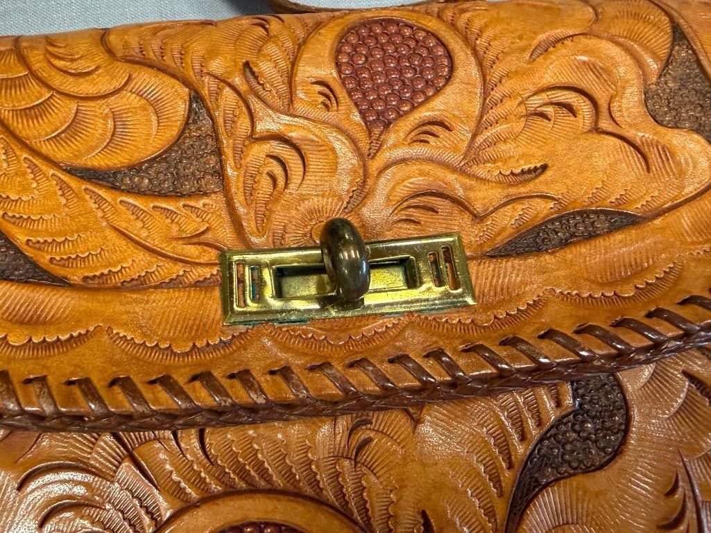 TOOLED LEATHER WESTERN FASHION SATCHEL WITH SHOULDER STRAP - 3