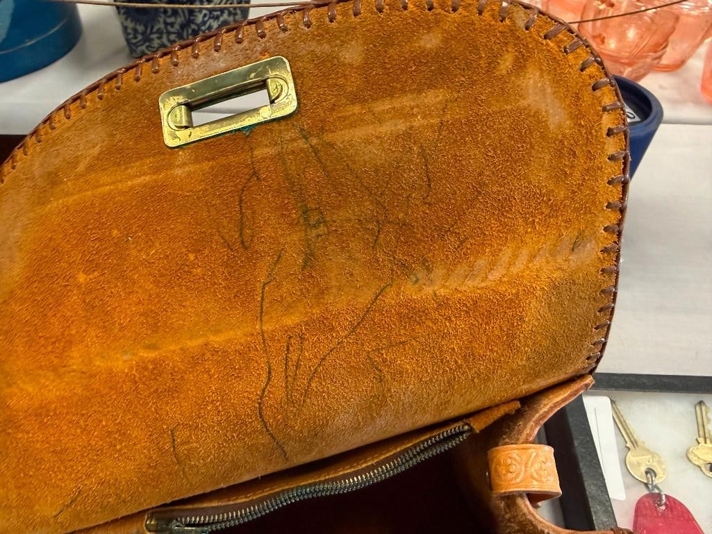 TOOLED LEATHER WESTERN FASHION SATCHEL WITH SHOULDER STRAP - 8
