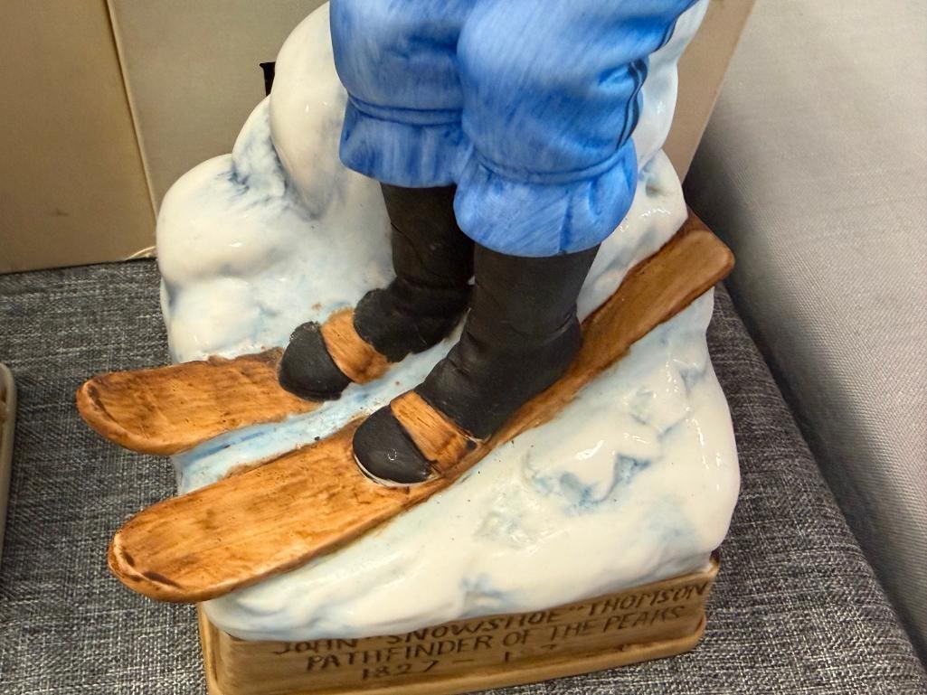 CYRUS NOBLE PORCELAIN DECANTER SET SNOWSHOE THOMPSON, MINER, BURRO, BLACKSMITH, LANDLADY, ASSAYER - 15