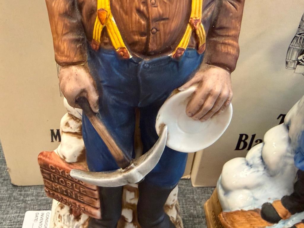 CYRUS NOBLE PORCELAIN DECANTER SET SNOWSHOE THOMPSON, MINER, BURRO, BLACKSMITH, LANDLADY, ASSAYER - 9