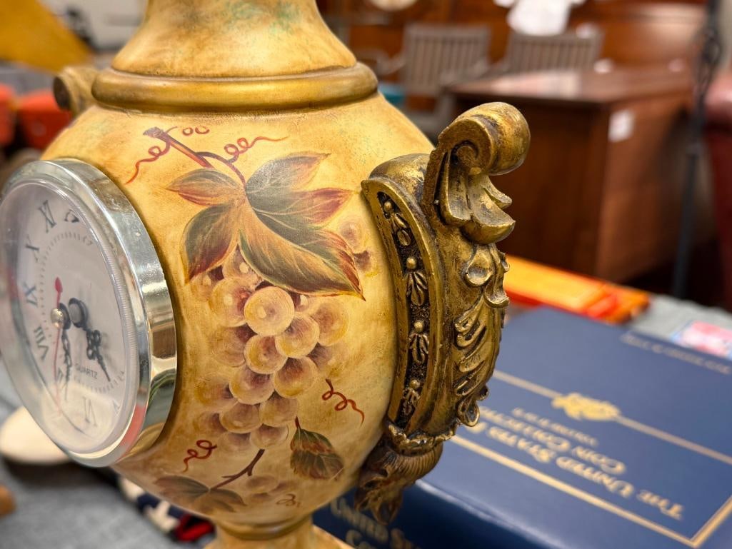 DECORATIVE URN STYLED CERAMIC ACCENTS CLOCK - 10