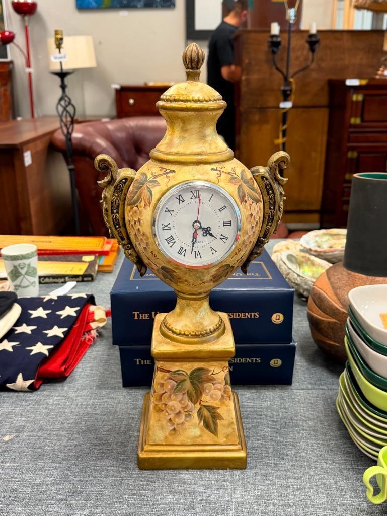 DECORATIVE URN STYLED CERAMIC ACCENTS CLOCK - 3
