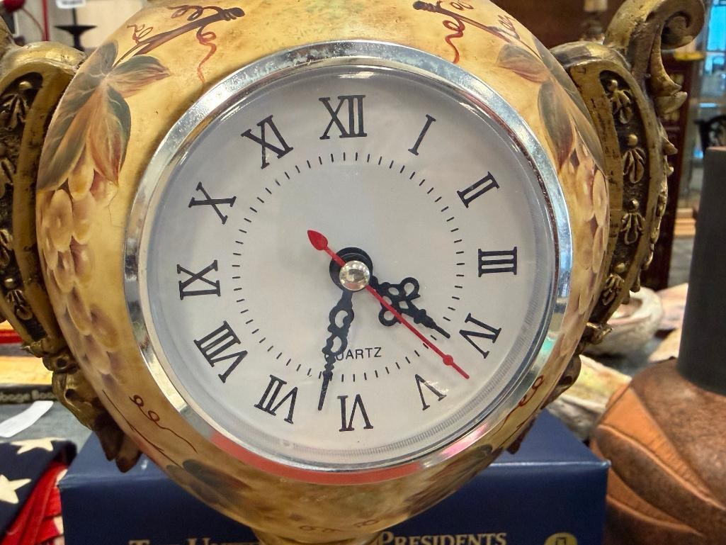 DECORATIVE URN STYLED CERAMIC ACCENTS CLOCK - 8