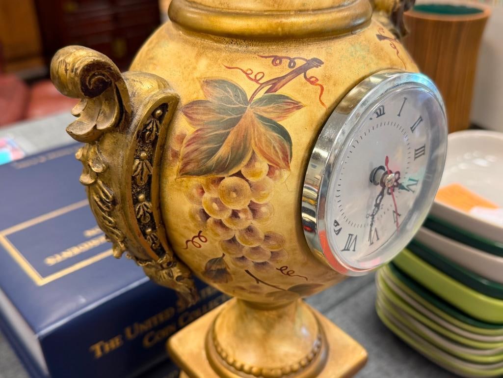 DECORATIVE URN STYLED CERAMIC ACCENTS CLOCK - 9