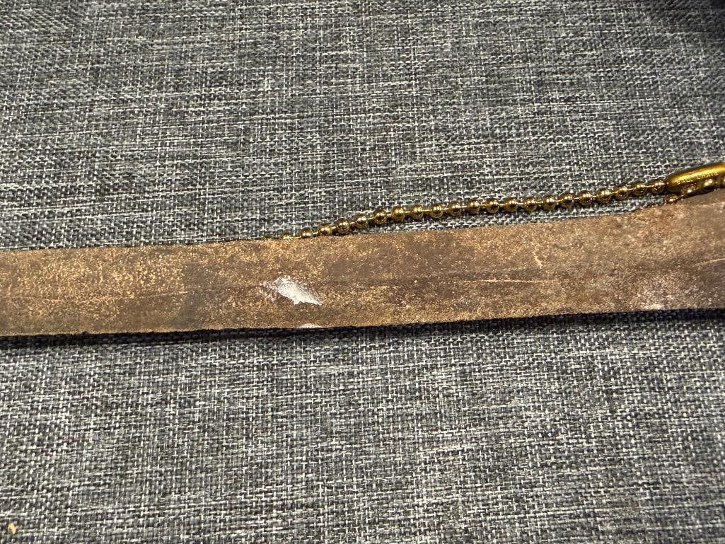 ANTIQUE INDONESIAN KERIS DAGGER WITH CARVED HANDLE AND ELABORATE BRASS SHEATH JAVANESE / MADURESE - 10