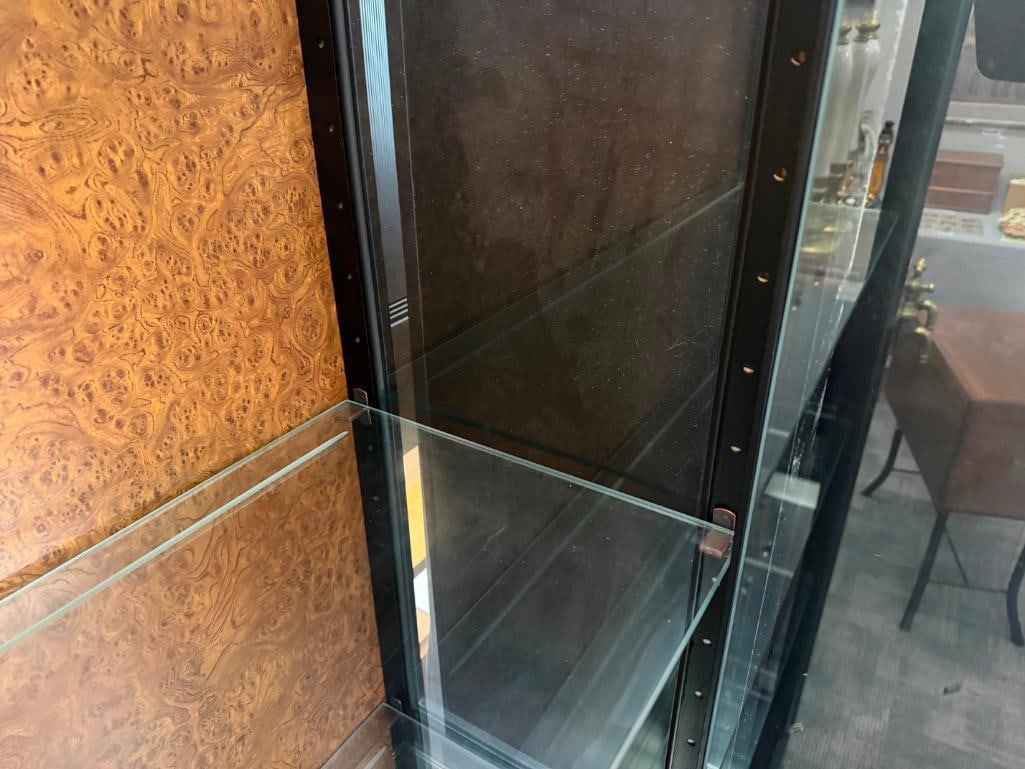 HOWARD MILLER ILLUMINATING DISPLAY CABINET WITH GLASS FRONT DOORS AND WOOD GRAIN BACK MODEL. 680-... - 8