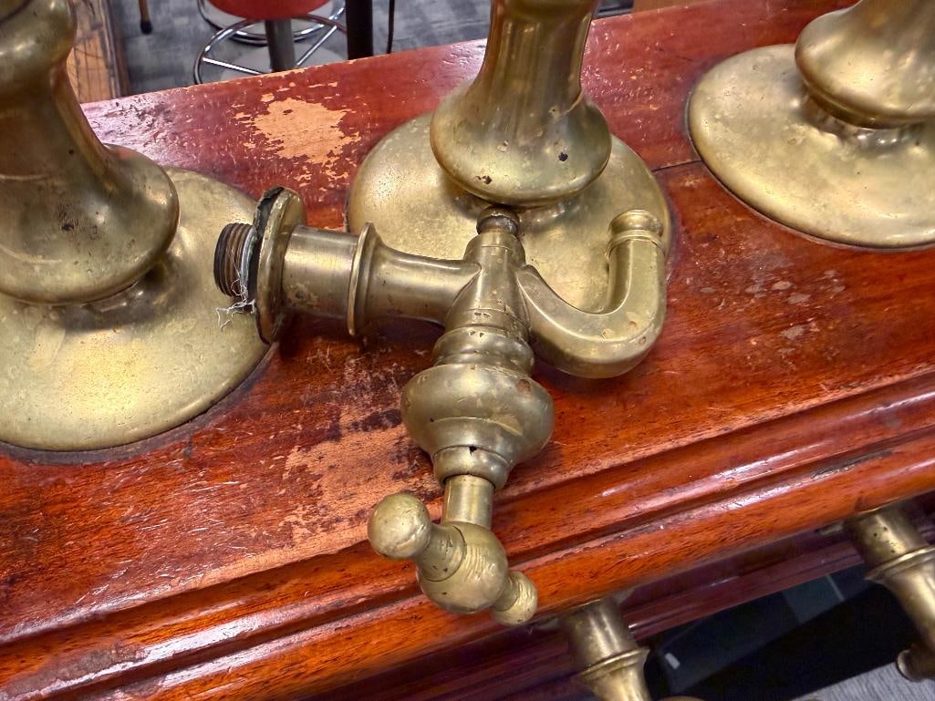 19TH CENTURY ENGLISH BRASS BEER TAP MAHOGANY CABINET WITH BRASS AND PORCELAIN HARDWARE - 11
