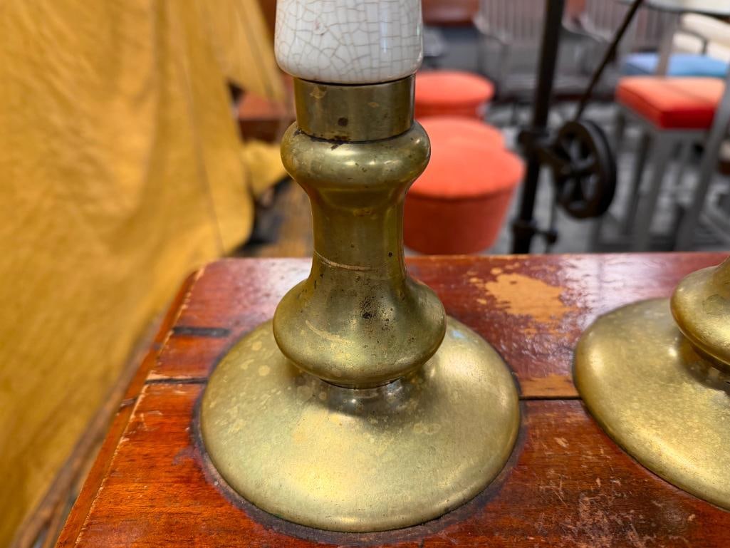 19TH CENTURY ENGLISH BRASS BEER TAP MAHOGANY CABINET WITH BRASS AND PORCELAIN HARDWARE - 5