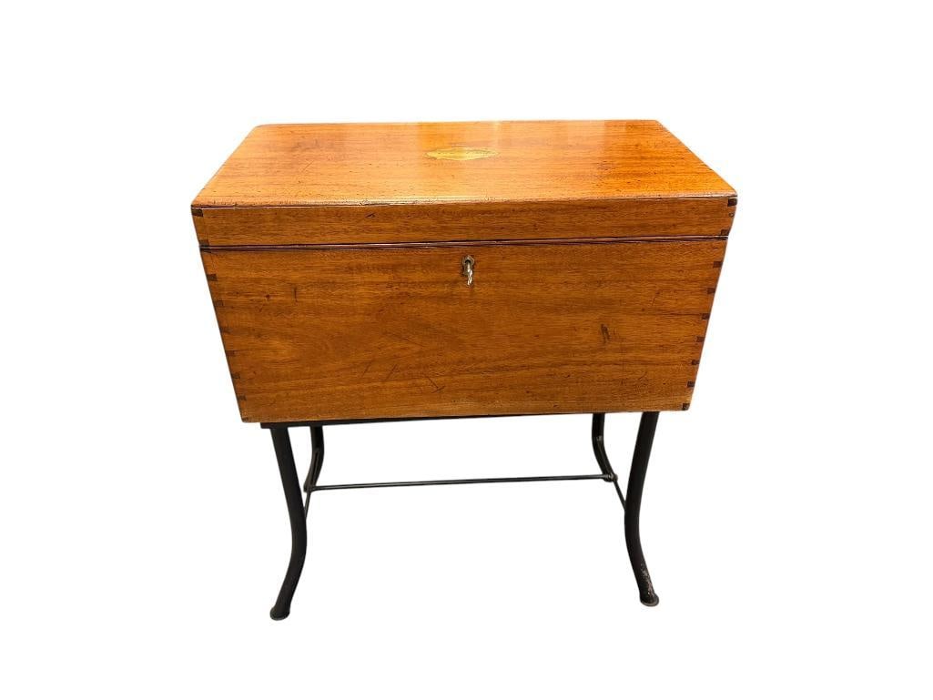 ANTIQUE MAHOGANY STAIONARY BOX WITH METAL STAND (1 of 14)
