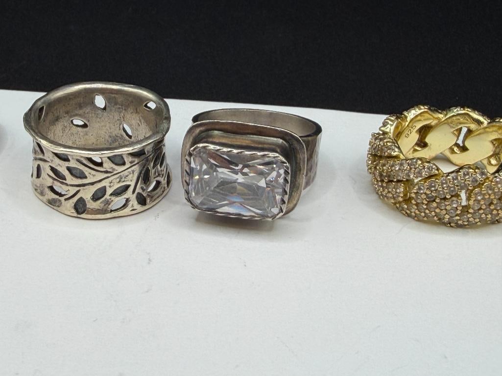 FIVE STERLING SILVER FASHION RINGS - 3