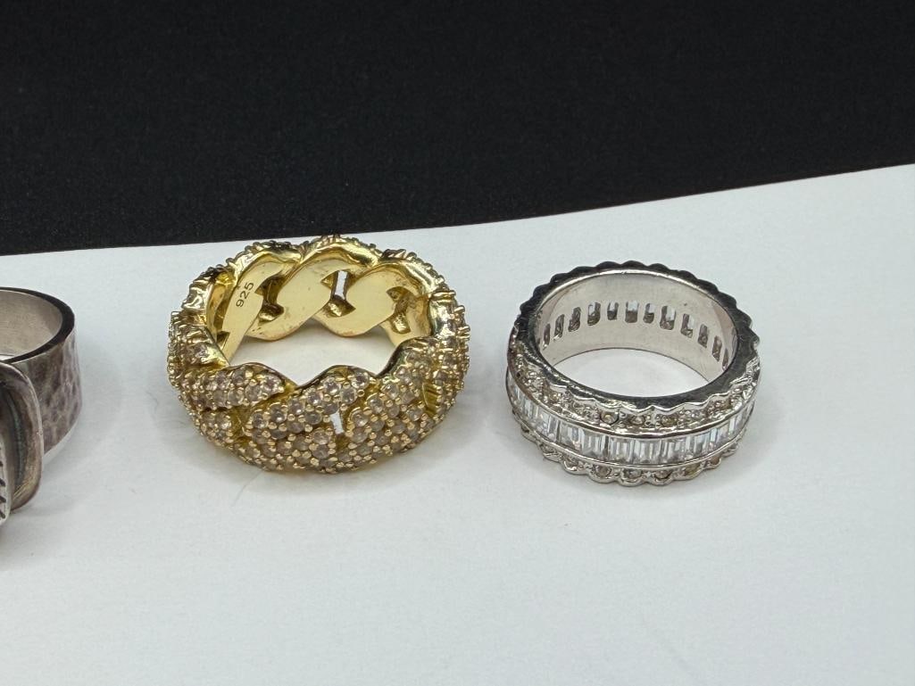FIVE STERLING SILVER FASHION RINGS - 4
