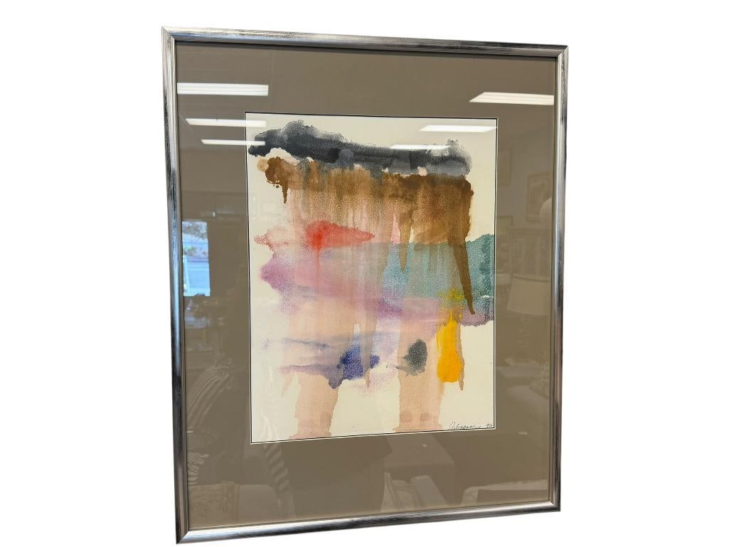 1990'S ABSTRACT ART SIGNED ART PRINT: SIGNED LOWER RIGHT, FRAMED 24" X 30" FRAME