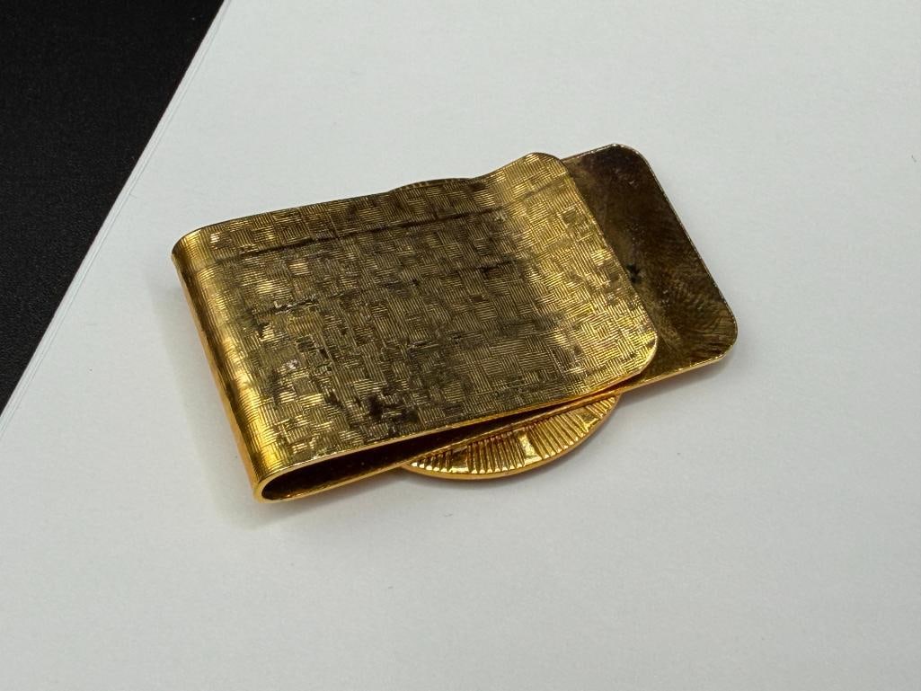 GOLD TONE PLATED 1907 U.S. INDIAN HEAD CENT MONEY CLIP - 5
