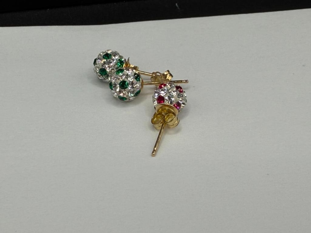 TWO PAIR OF SWAROVSKI 14K YELLOW GOLD CRYSTAL POST EARRINGS - 4
