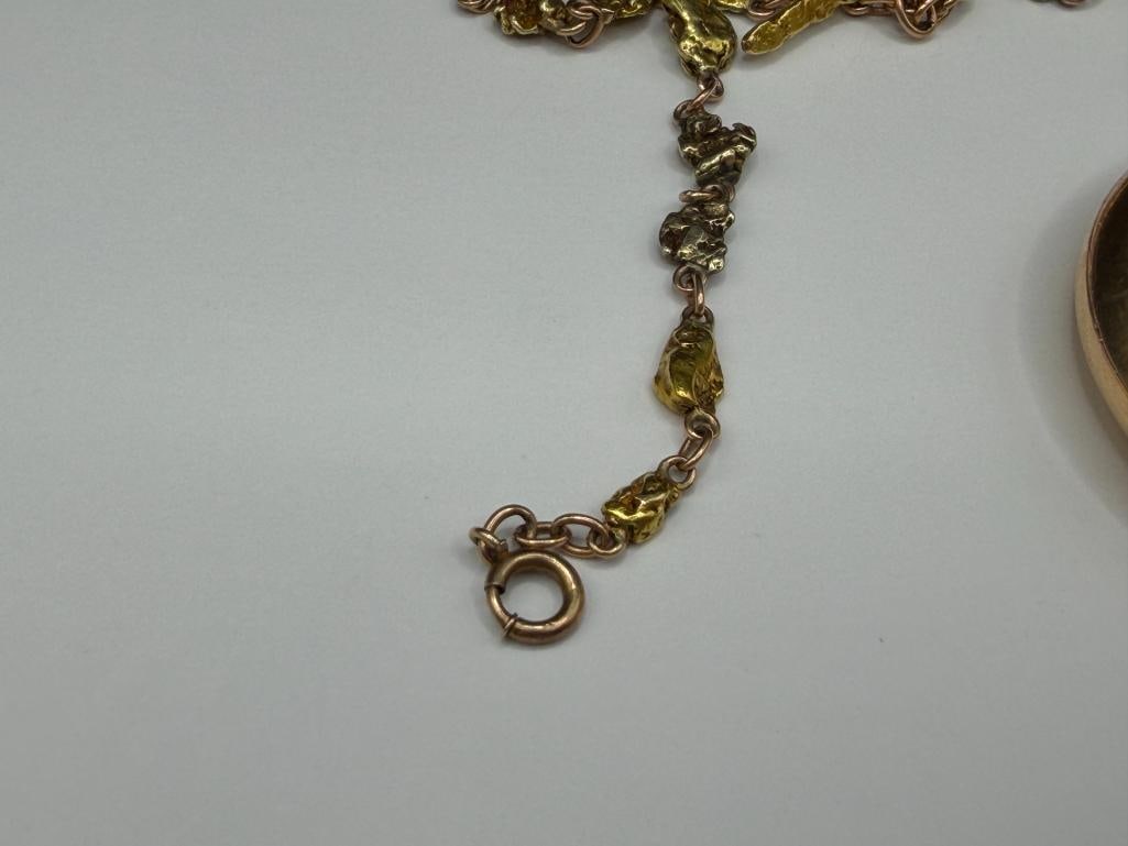 ANTIQUE 1918 WALTHAM 21 JEWELRS GRADE 645 POCKET WATCH WITH NATURAL GOLD NUGGET AND 14K WATCH FOB - 5