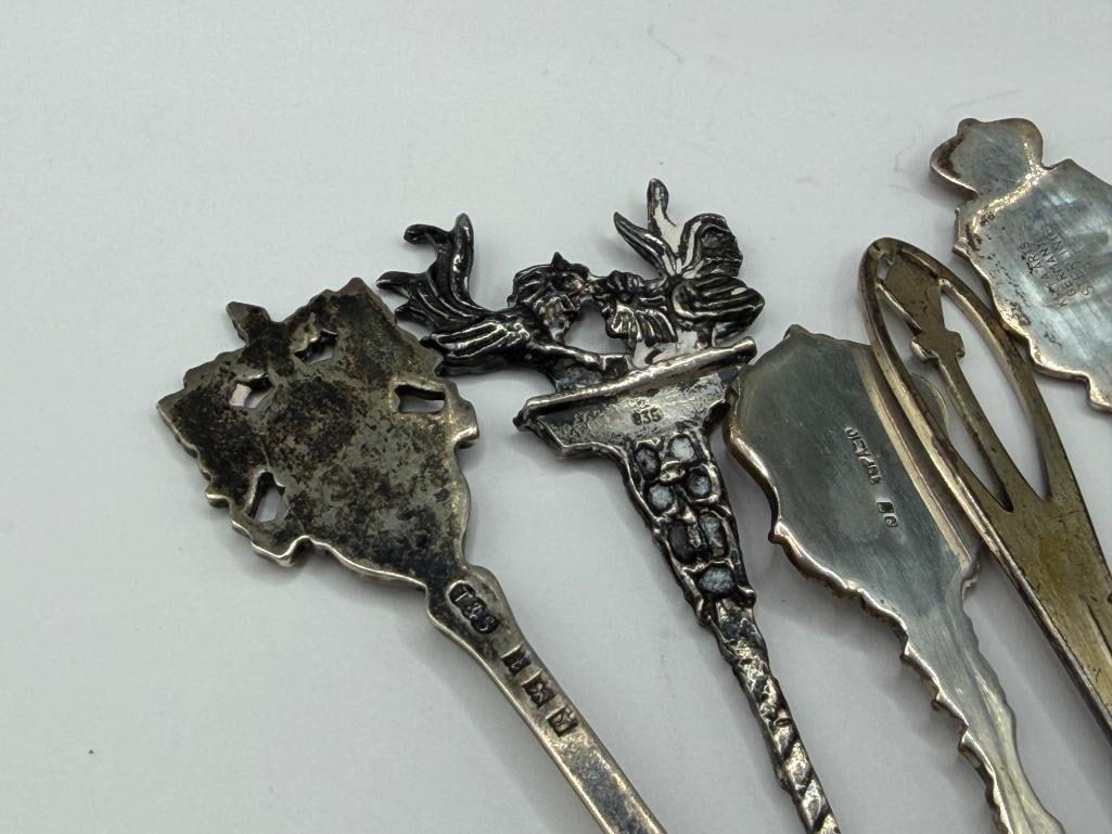 FIVE VINTAGE STERLING SILVER SOUVENIR SPOONS INCLUDING MOSTLY EUROPEAN PLACES SUCH AS LONDON - 8