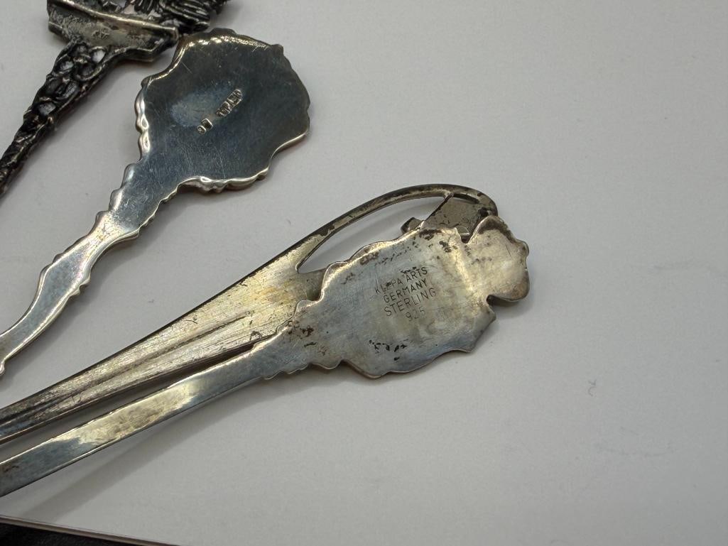FIVE VINTAGE STERLING SILVER SOUVENIR SPOONS INCLUDING MOSTLY EUROPEAN PLACES SUCH AS LONDON - 9
