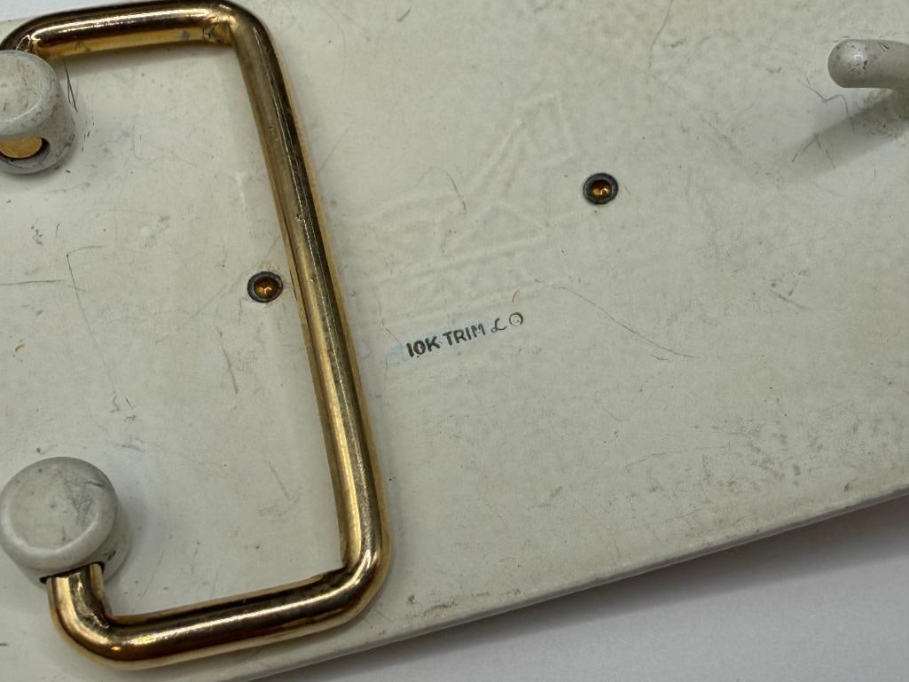 VINTAGE BLACK HILLS GOLD 10K GOLD ACCENTED ON WHITE PAINTED METAL BELT BUCKLE - 6