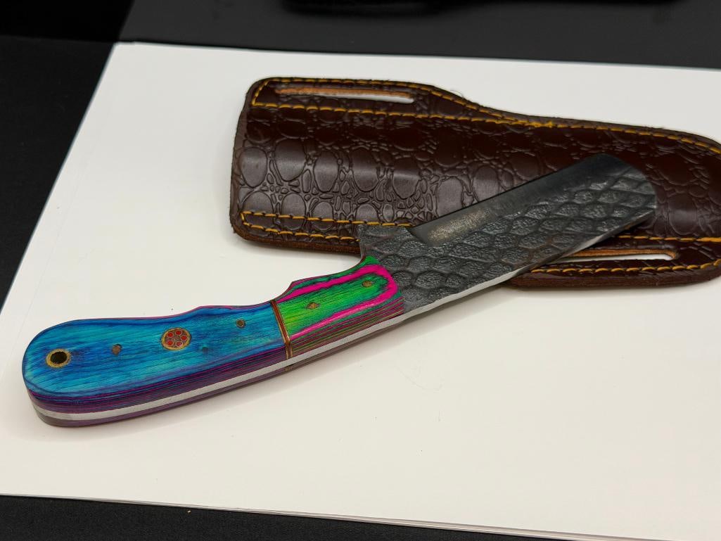 FORGED CARBON STEEL ROUNDED CLEAVER FIXED BLADE KNIFE FEATURING FULL TANG BLADE - 5
