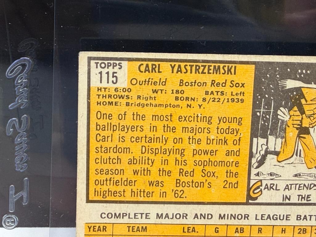 1963 TOPPS #115 CARL YASTRZEMSKI BASEBALL CARD - 9