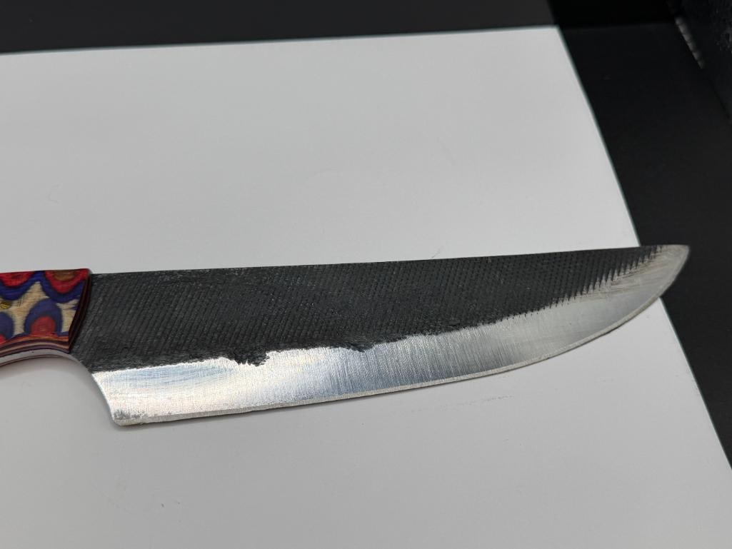 FORGED CARBON STEEL FIXED BLADE BUTCHER KNIFE WITH STRAIGHT BACK BLADE - 2