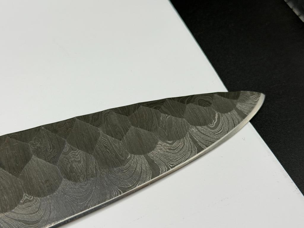 DAMASCUS STEEL FIXED BLADE BUTCHER KNIFE FEATURING DROP POINT BLADE - 3