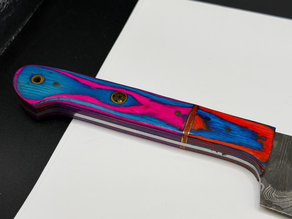 DAMASCUS STEEL FIXED BLADE BUTCHER KNIFE FEATURING DROP POINT BLADE - 4