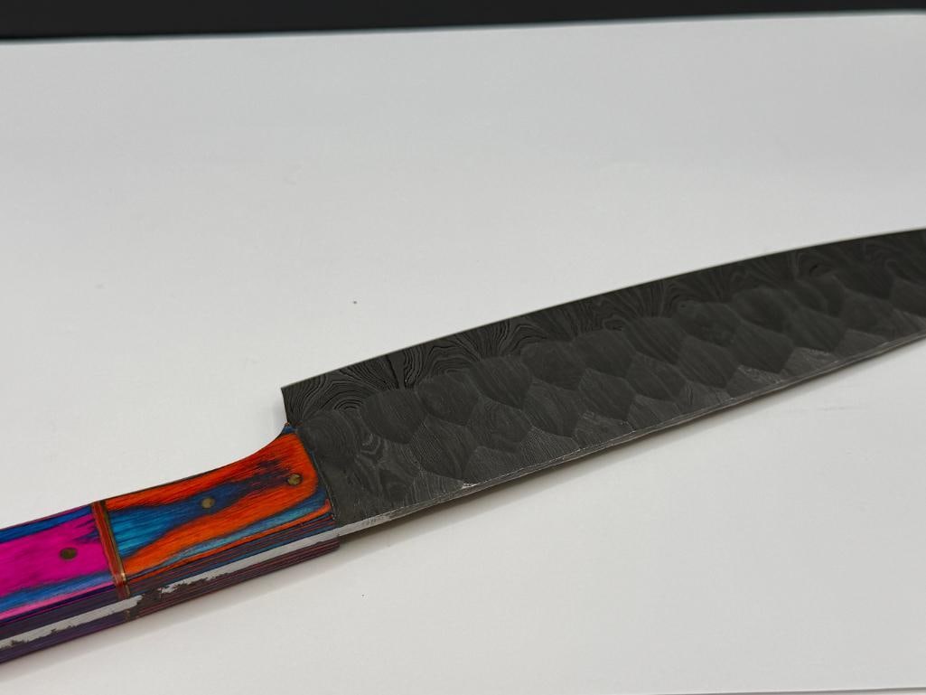 DAMASCUS STEEL FIXED BLADE BUTCHER KNIFE FEATURING DROP POINT BLADE - 6