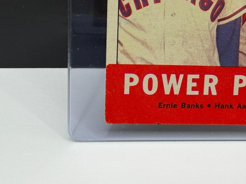 1963 TOPPS #242 POWER PLUS ERNIE BANKS AND HANK AARON BASEBALL CARD - 4