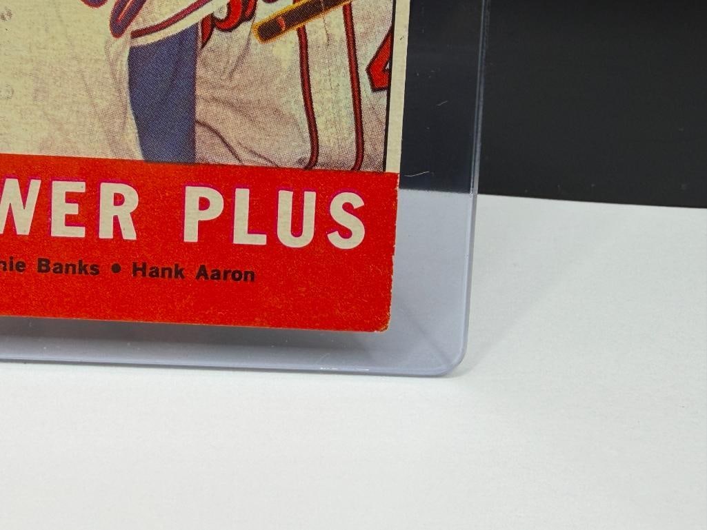 1963 TOPPS #242 POWER PLUS ERNIE BANKS AND HANK AARON BASEBALL CARD - 5
