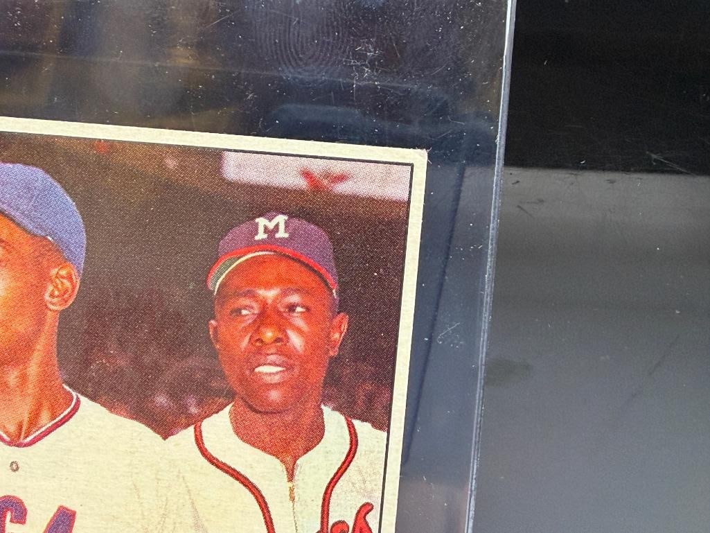 1963 TOPPS #242 POWER PLUS ERNIE BANKS AND HANK AARON BASEBALL CARD - 6