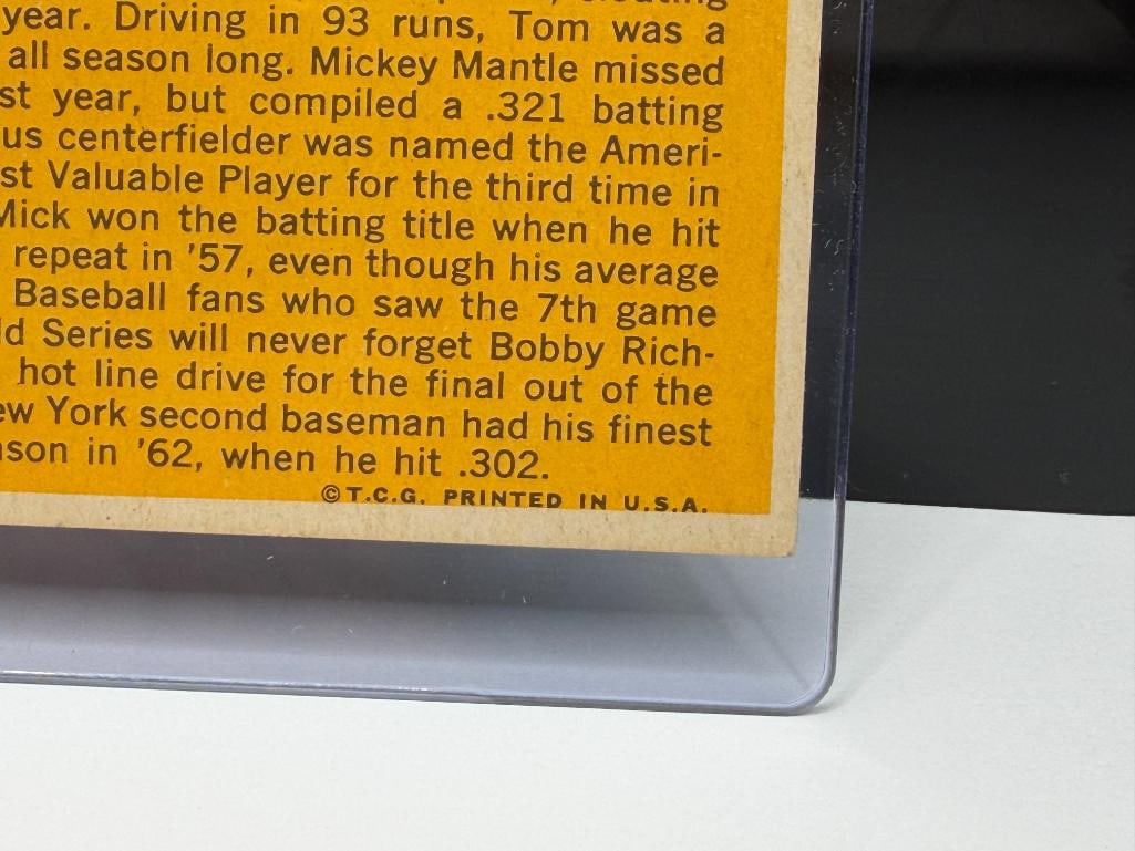 1963 TOPPS #173 BOMBERS' BEST BASEBALL CARD FEATURING MICKEY MANTLE - 11