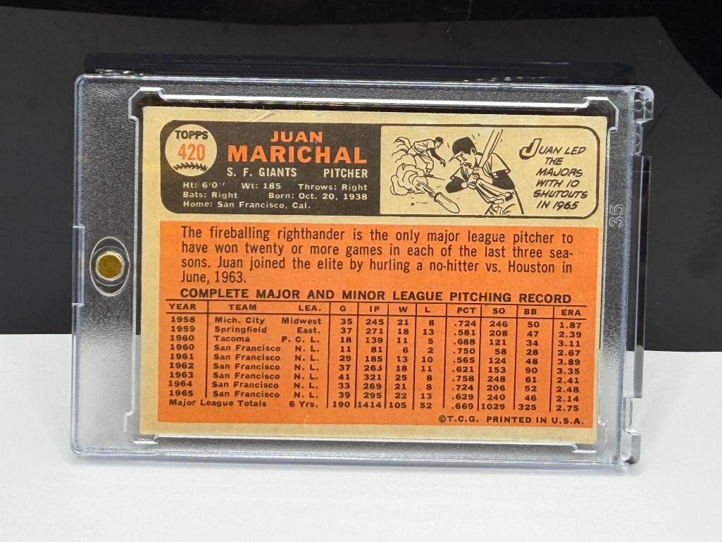 AUTOGRAPHED 1966 TOPPS #420 JUAN MARICHAL BASEBALL CARD - 8