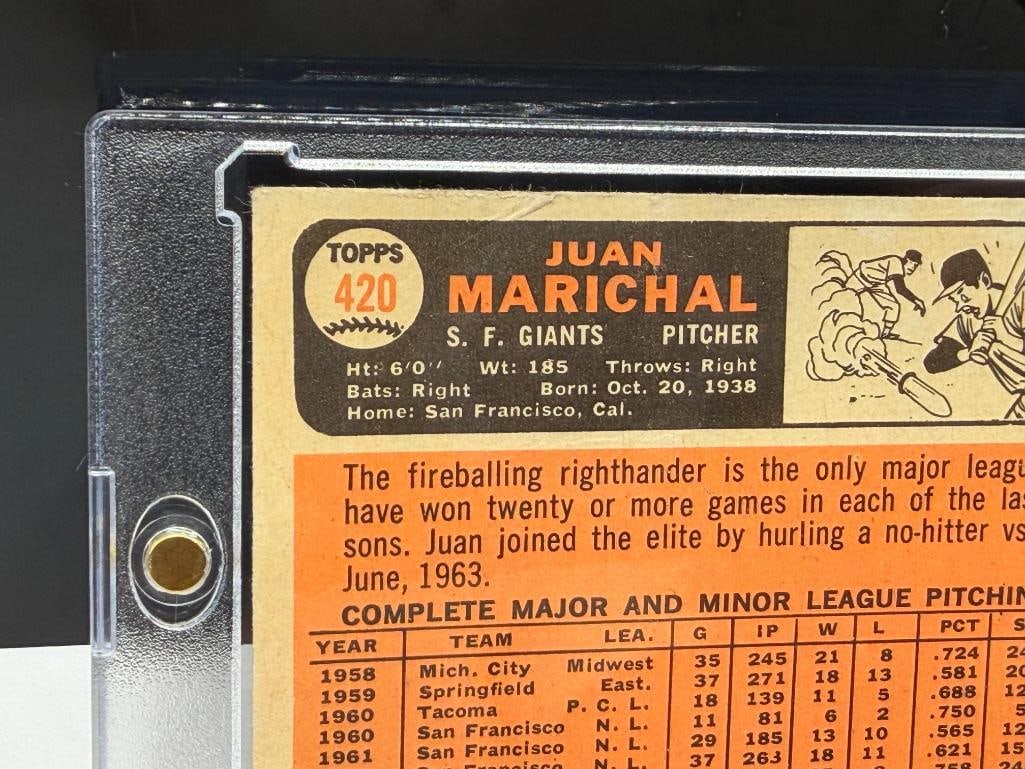 AUTOGRAPHED 1966 TOPPS #420 JUAN MARICHAL BASEBALL CARD - 9