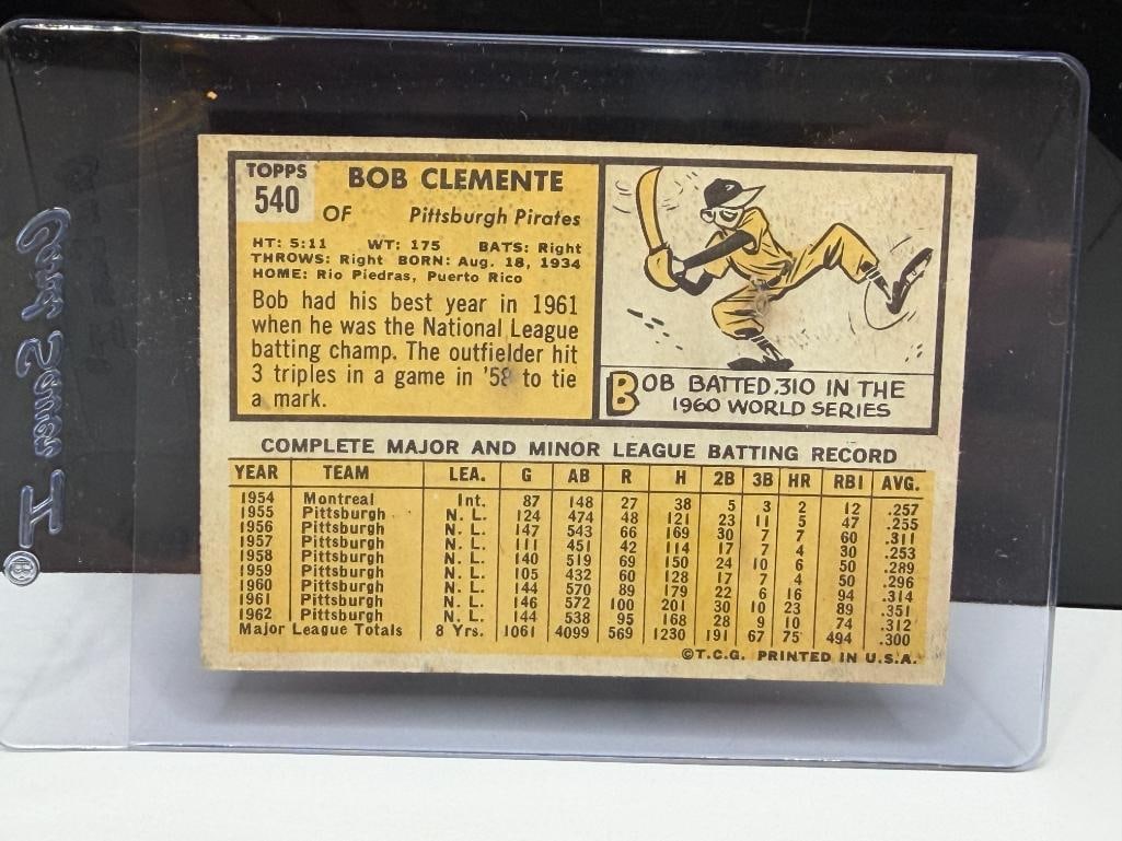 1963 TOPPS #540 BOB CLEMENTE BASEBALL CARD - 8