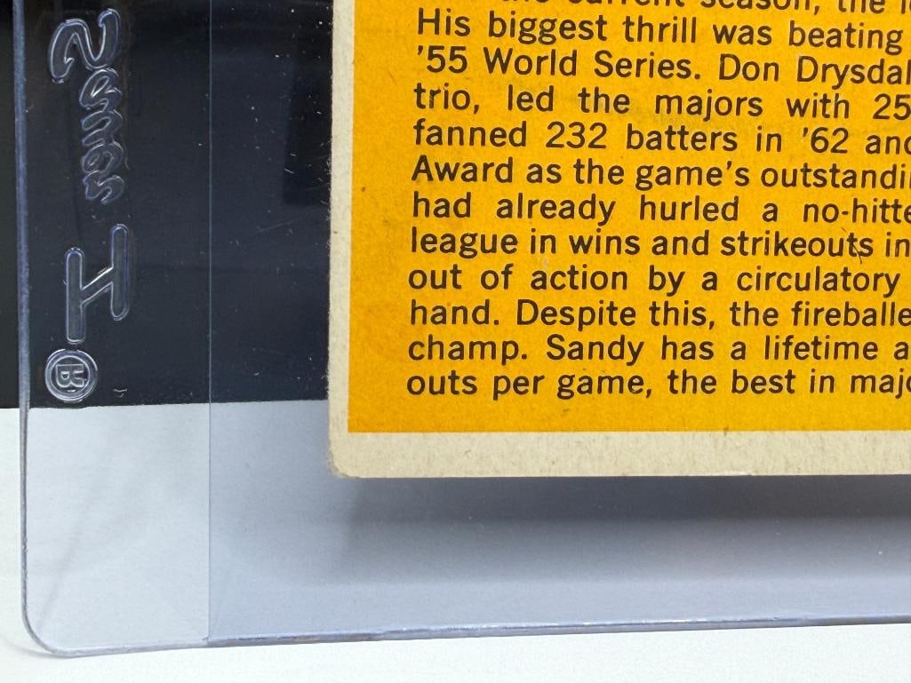 1963 TOPPS #412 DODGERS' BIG THREE BASEBALL CARD FEATURING SANDY KOUFAX, JOHNNY PODRES, DON DRYSD... - 10