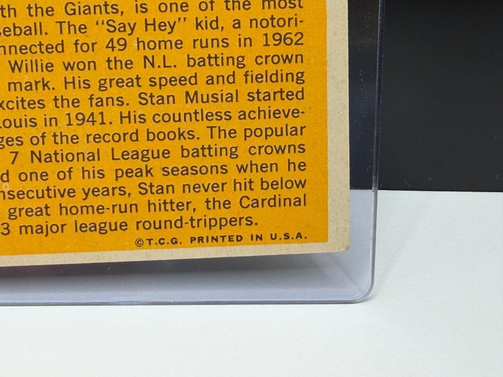 1963 TOPPS #138 PRIDE OF N.L. WILLIE MAYS AND STAN MUSIAL BASEBALL CARD - 11