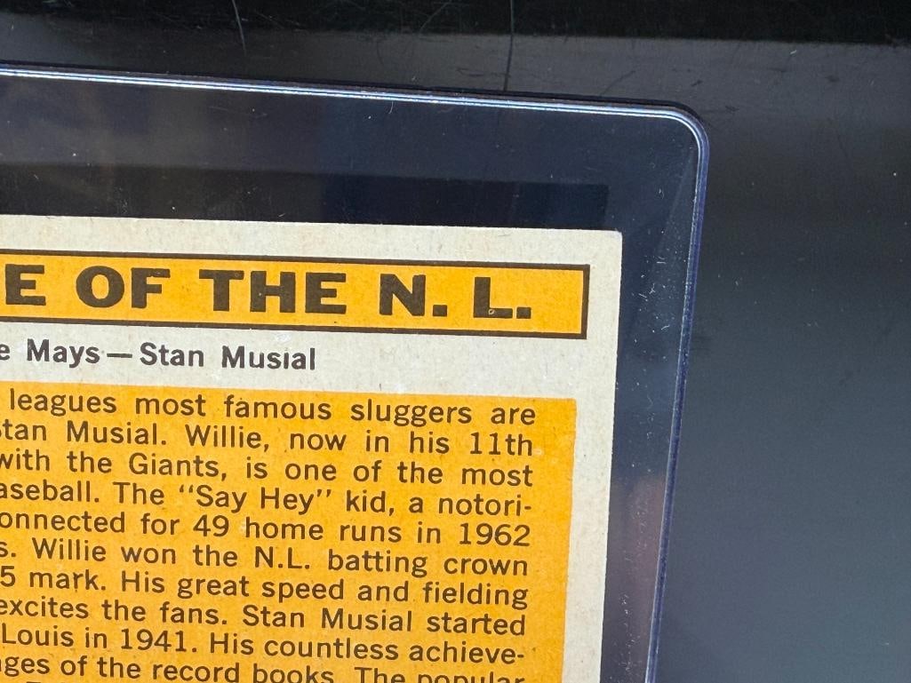 1963 TOPPS #138 PRIDE OF N.L. WILLIE MAYS AND STAN MUSIAL BASEBALL CARD - 12