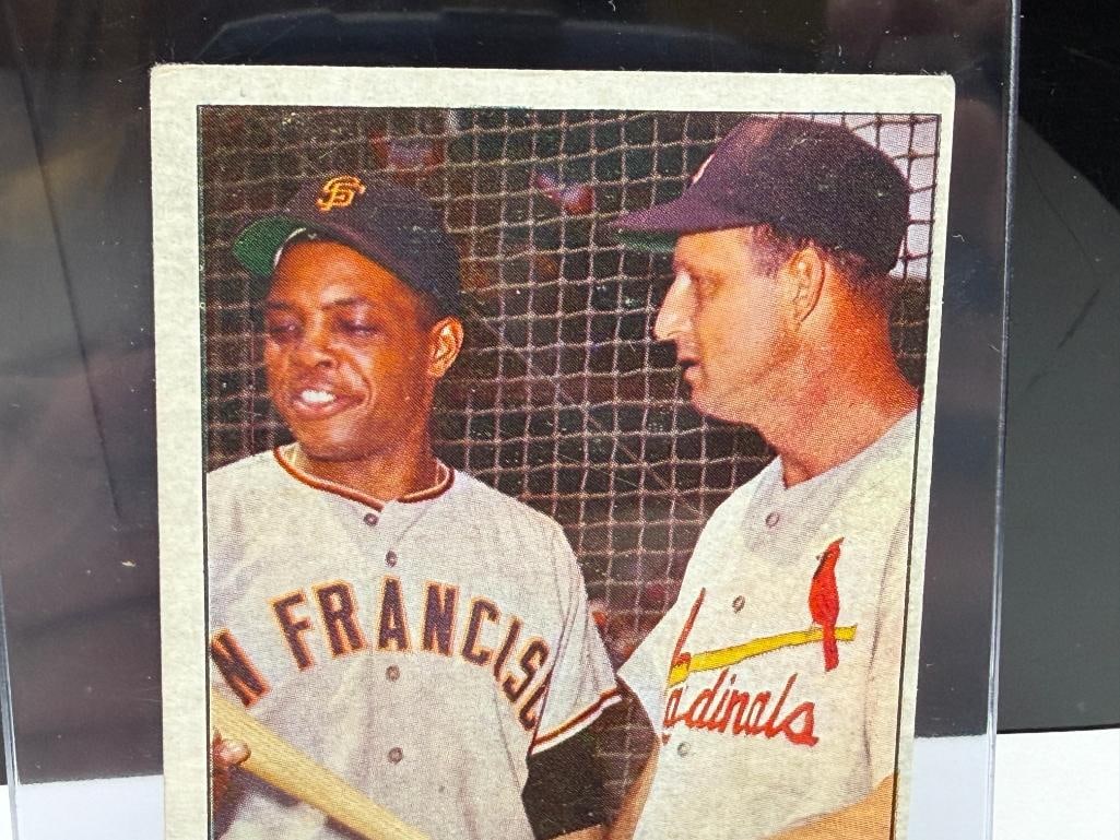 1963 TOPPS #138 PRIDE OF N.L. WILLIE MAYS AND STAN MUSIAL BASEBALL CARD - 2