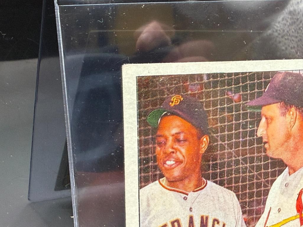 1963 TOPPS #138 PRIDE OF N.L. WILLIE MAYS AND STAN MUSIAL BASEBALL CARD - 4